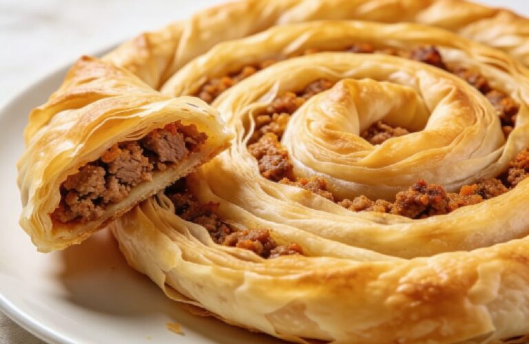Burek Recipe: Balkan Spiral Phyllo Pastry with Meat