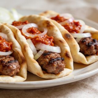 Ćevapi Recipe: Balkan Grilled Minced Meat Sausages with Flatbread