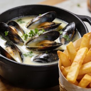 Moules-Frites Recipe: Belgian Mussels Steamed in White Wine