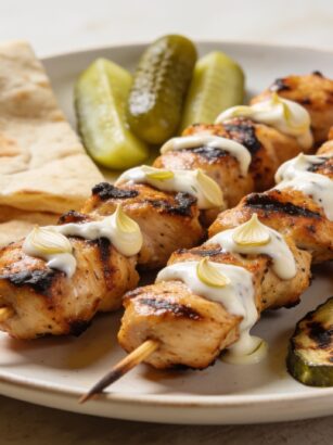 Shish Taouk Recipe: Lebanese Grilled Chicken Skewers with Garlic Sauce