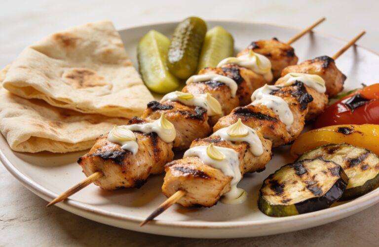 Shish Taouk Recipe: Lebanese Grilled Chicken Skewers with Garlic Sauce