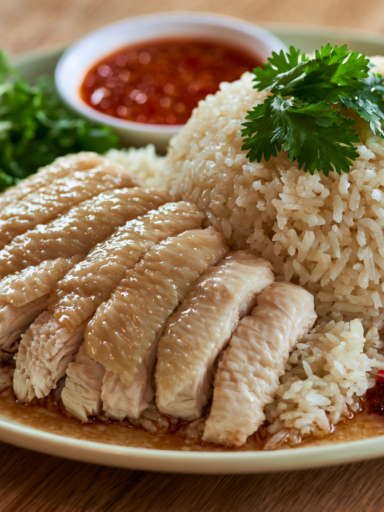 Hainanese Chicken Rice Recipe: Poached Chicken with Fragrant Rice
