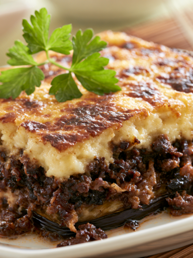 Moussaka Recipe: Greek Baked Eggplant & Beef with Béchamel