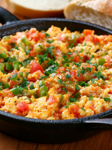 Menemen Recipe: Turkish Soft Scrambled Eggs with Tomato and Pepper